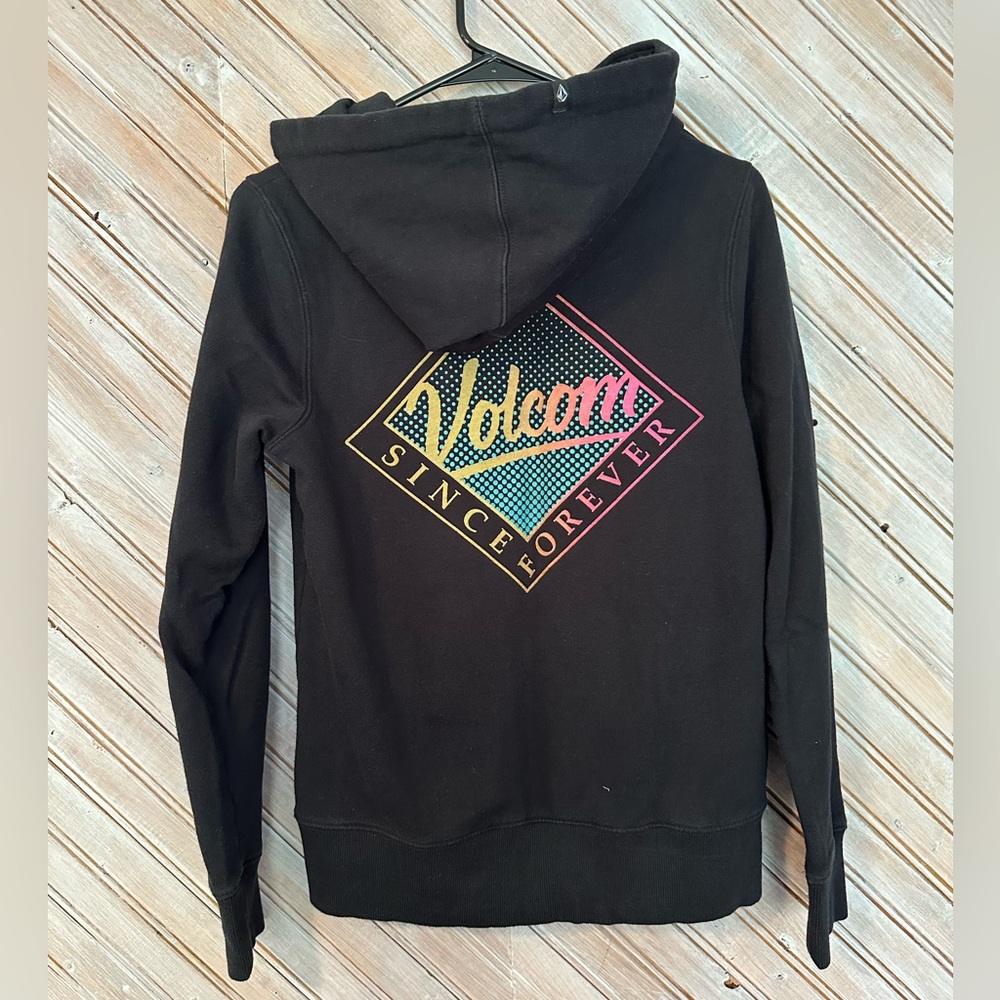 Volcom Since Forever Black Colourful Hoodie Graphic Design Palm Trees - Picture 5 of 6